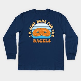 Just Here For the Bagels Funny Quote Kids Long Sleeve T-Shirt